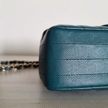 Load image into Gallery viewer, Chanel Mini Caviar Rectangular Chevron Turquoise Green Gold Hw