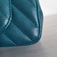 Load image into Gallery viewer, Chanel Mini Caviar Rectangular Chevron Turquoise Green Gold Hw