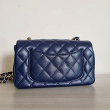 Load image into Gallery viewer, Chanel Navy Mini Caviar Rectangular Gold Hardware