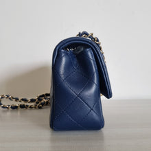 Load image into Gallery viewer, Chanel Navy Mini Caviar Rectangular Gold Hardware