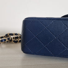 Load image into Gallery viewer, Chanel Navy Mini Caviar Rectangular Gold Hardware