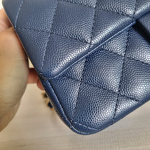 Load image into Gallery viewer, Chanel Navy Mini Caviar Rectangular Gold Hardware
