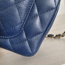 Load image into Gallery viewer, Chanel Navy Mini Caviar Rectangular Gold Hardware