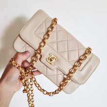 Load image into Gallery viewer, Chanel Mini Diana Bijoux Chain Beige Lambskin Vintage 24k Gold