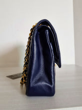 Load image into Gallery viewer, Chanel Medium Navy Vintage Flap 24k Gold