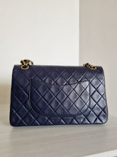 Load image into Gallery viewer, Chanel Medium Navy Vintage Flap 24k Gold