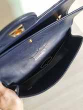 Load image into Gallery viewer, Chanel Medium Navy Vintage Flap 24k Gold
