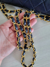 Load image into Gallery viewer, Chanel Medium Navy Vintage Flap 24k Gold