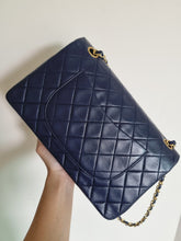 Load image into Gallery viewer, Chanel Medium Navy Vintage Flap 24k Gold