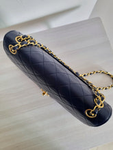 Load image into Gallery viewer, Chanel Medium Navy Vintage Flap 24k Gold