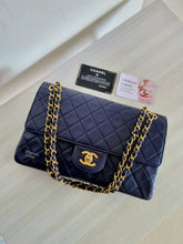 Load image into Gallery viewer, Chanel Medium Navy Vintage Flap 24k Gold