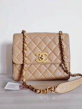 Load image into Gallery viewer, Chanel Dark Beige Caramel Caviar Square Vintage Flap XL Logo