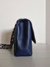 Load image into Gallery viewer, Chanel Jumbo Single Flap Navy Caviar Silver Hw