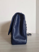 Load image into Gallery viewer, Chanel Jumbo Single Flap Navy Caviar Silver Hw