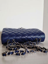 Load image into Gallery viewer, Chanel Jumbo Single Flap Navy Caviar Silver Hw