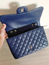 Load image into Gallery viewer, Chanel Jumbo Single Flap Navy Caviar Silver Hw