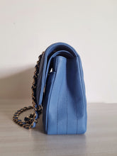 Load image into Gallery viewer, Chanel Sky Blue Caviar Medium Flap Gold Hw