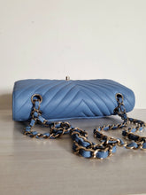 Load image into Gallery viewer, Chanel Sky Blue Caviar Medium Flap Gold Hw