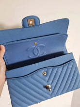 Load image into Gallery viewer, Chanel Sky Blue Caviar Medium Flap Gold Hw