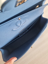 Load image into Gallery viewer, Chanel Sky Blue Caviar Medium Flap Gold Hw