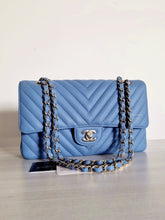 Load image into Gallery viewer, Chanel Sky Blue Caviar Medium Flap Gold Hw