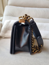 Load image into Gallery viewer, Chanel Boy Black Old Medium Antique Gold Hardware