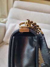 Load image into Gallery viewer, Chanel Boy Black Old Medium Antique Gold Hardware