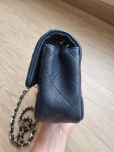 Load image into Gallery viewer, Chanel Mini Caviar Navy Grey Gold Hardware