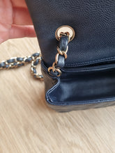 Load image into Gallery viewer, Chanel Mini Caviar Navy Grey Gold Hardware