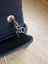 Load image into Gallery viewer, Chanel Mini Caviar Navy Grey Gold Hardware