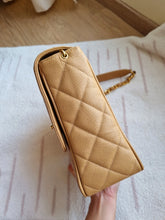 Load image into Gallery viewer, Chanel Square Flap Dark Beige Caramel Caviar XL Logo 24k Gold