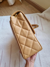 Load image into Gallery viewer, Chanel Square Flap Dark Beige Caramel Caviar XL Logo 24k Gold
