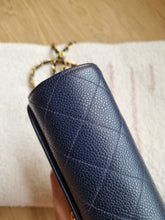 Load image into Gallery viewer, Chanel Navy Mini Crossbody Caviar Vintage 24k Gold
