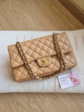 Load image into Gallery viewer, Chanel 18S Dark Beige Classic Medium Flap Caviar Gold Hardware