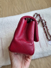 Load image into Gallery viewer, Chanel 17b Mini Caviar Square Dark Raspberry Red Silver HW