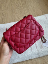 Load image into Gallery viewer, Chanel 17b Mini Caviar Square Dark Raspberry Red Silver HW