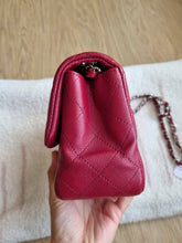 Load image into Gallery viewer, Chanel 17b Mini Caviar Square Dark Raspberry Red Silver HW