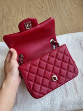 Load image into Gallery viewer, Chanel 17b Mini Caviar Square Dark Raspberry Red Silver HW