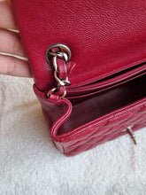 Load image into Gallery viewer, Chanel 17b Mini Caviar Square Dark Raspberry Red Silver HW