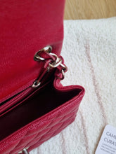 Load image into Gallery viewer, Chanel 17b Mini Caviar Square Dark Raspberry Red Silver HW