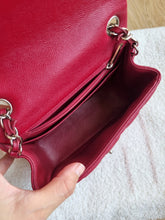 Load image into Gallery viewer, Chanel 17b Mini Caviar Square Dark Raspberry Red Silver HW