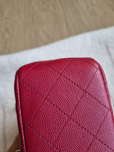 Load image into Gallery viewer, Chanel 17b Mini Caviar Square Dark Raspberry Red Silver HW