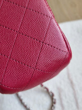 Load image into Gallery viewer, Chanel 17b Mini Caviar Square Dark Raspberry Red Silver HW