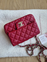 Load image into Gallery viewer, Chanel 17b Mini Caviar Square Dark Raspberry Red Silver HW