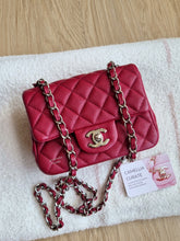 Load image into Gallery viewer, Chanel 17b Mini Caviar Square Dark Raspberry Red Silver HW