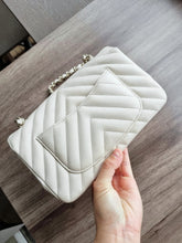 Load image into Gallery viewer, Chanel Mini Caviar Rec Ivory Chevron Gold Hw