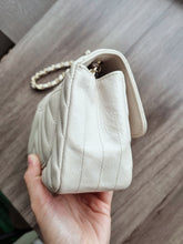 Load image into Gallery viewer, Chanel Mini Caviar Rec Ivory Chevron Gold Hw