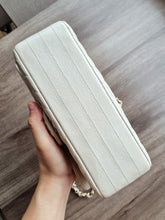 Load image into Gallery viewer, Chanel Mini Caviar Rec Ivory Chevron Gold Hw