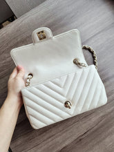 Load image into Gallery viewer, Chanel Mini Caviar Rec Ivory Chevron Gold Hw