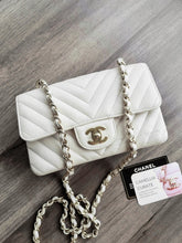 Load image into Gallery viewer, Chanel Mini Caviar Rec Ivory Chevron Gold Hw